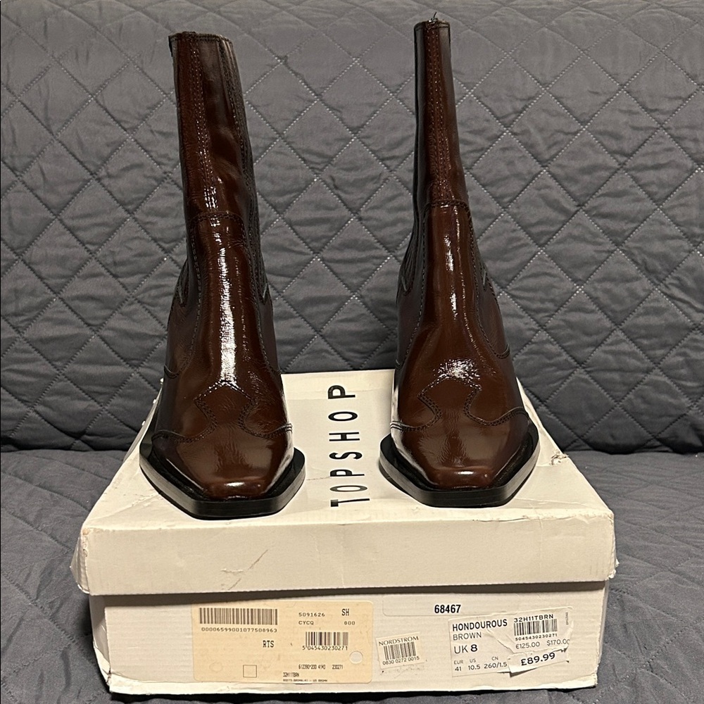 Topshop Dark Brown Heeled Boots